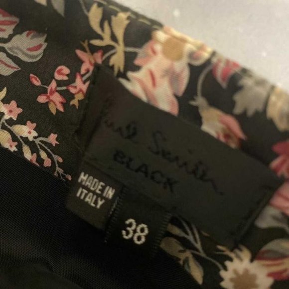 PAUL SMITH BLACK TWEED GREEN FLORAL SKIRT - Picture 2 of 2